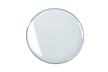 Round convex magnifying glass isolated on black background for analysis or scientific equipment