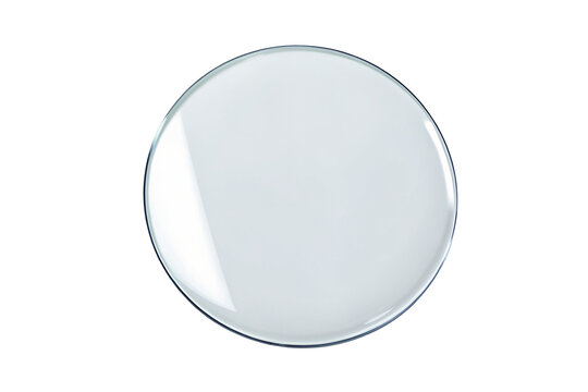 Round convex magnifying glass isolated on black background for analysis or scientific equipment