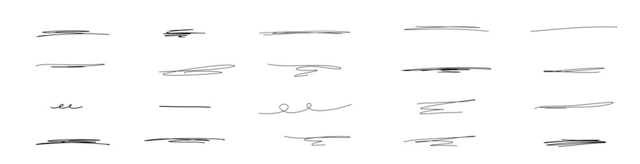 Hand Drawn Lines – Doodle Underline and Marker Stroke Vector Se