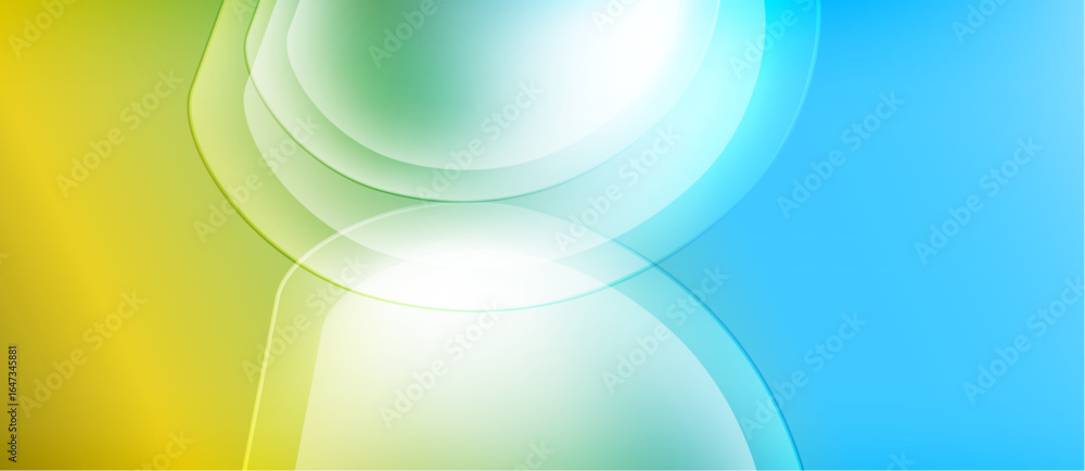 Poster abstract background features flowing curves, vibrant colors. yellow, green, blue blend seamlessly cr