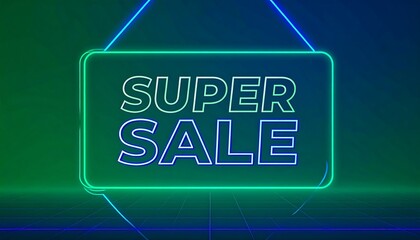Fototapeta premium Neon sign advertising a super sale