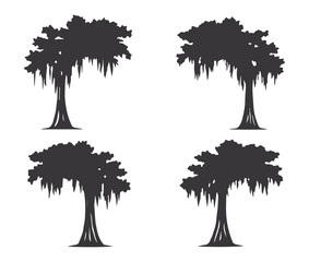Cypress Tree Silhouette Vector Illustration, Cypress Tree Silhouette Perfect for Nature and Outdoor Themes
