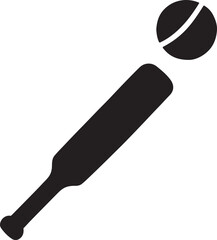 Silhouette vector of cricket bat icon, symbolizing cricket sport, game equipment, and outdoor activity.