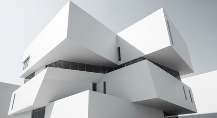 Obraz premium Modern architecture white building design exterior contemporary structure urban facade minimalist style