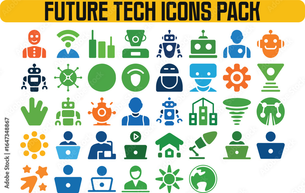 Poster ultimate futuristic tech icons perfect ui elements for your projects