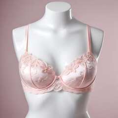 Pale pink rose glamour bra s lingerie invisible mannequin effect isolated