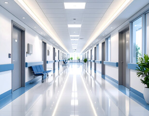 Modern Hospital Corridor Interior Design Clean, Bright, and Sterile