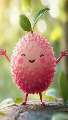 Happy Lychee Fruit Cartoon