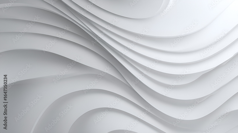 Poster abstract layered white curves with subtle shadows creating depth