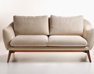 elegant cream sofa with wooden legs
