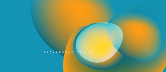 Abstract fluid shapes, vibrant colors blend. Orange, yellow, turquoise create dynamic composition. Modern design element for backgrounds.
