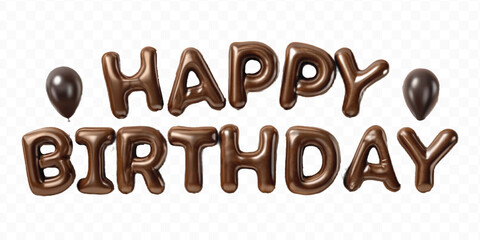 realistic 3d HAPPY BIRTHDAY typography text made by with different colour helium balloons balloon isolated on transparent background