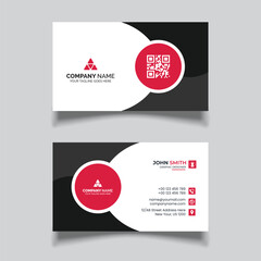 Modern business card template red black colors. Flat design vector	
