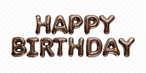 realistic 3d HAPPY BIRTHDAY typography text made by with different colour helium balloons balloon isolated on transparent background