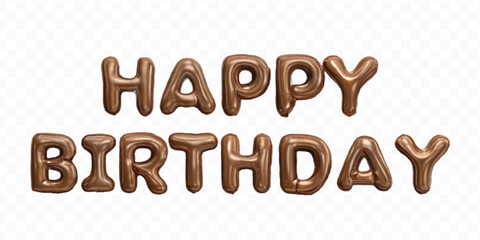 realistic 3d HAPPY BIRTHDAY typography text made by with different colour helium balloons balloon isolated on transparent background