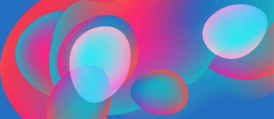Abstract composition featuring overlapping colorful circles. Gradient hues blend pinks, blues, creating vibrant visual effect. Smooth transitions dominate design.