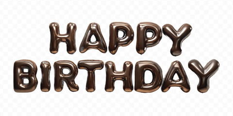 realistic 3d HAPPY BIRTHDAY typography text made by with different colour helium balloons balloon isolated on transparent background