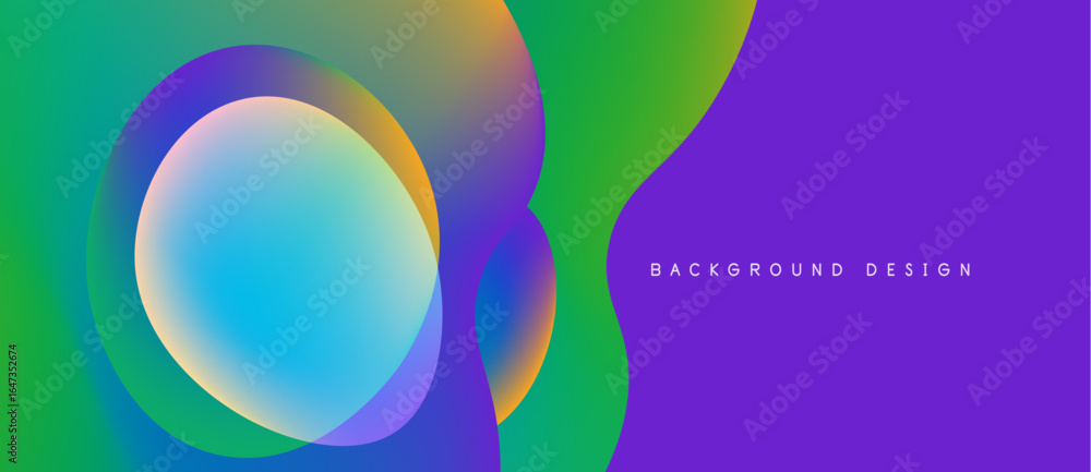Poster abstract gradient shapes overlap. vivid colors blend, creating dynamic visual effect. modern design 