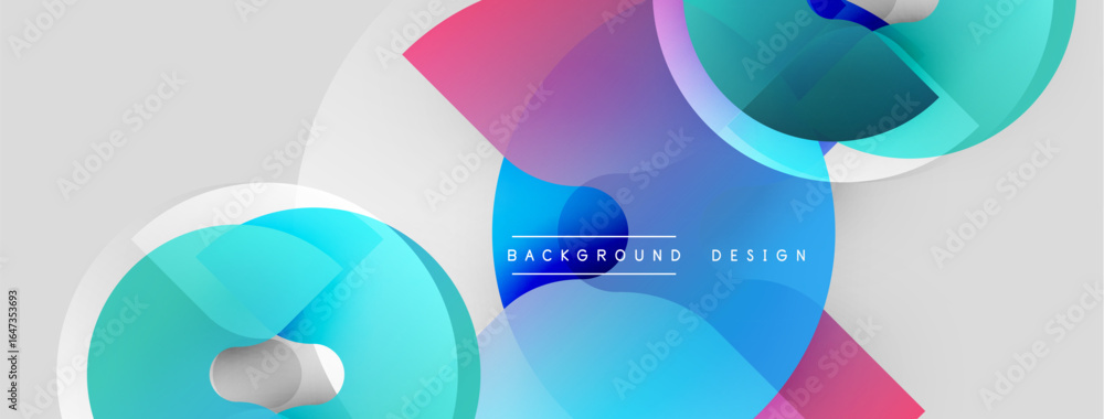 Aufkleber abstract geometric shapes overlap, creating vibrant color gradients. modern design with soft blue, p
