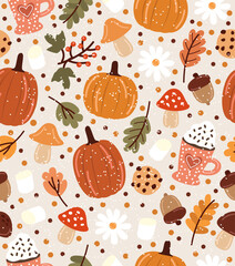 Autumn pattern on a gray background.