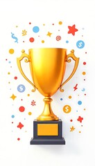 Social media celebration with golden cup and vibrant symbols high resolution picture