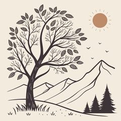 Obraz premium Nature Themed Single Line Vector Icons Set