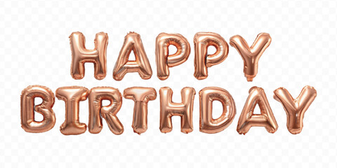 realistic 3d HAPPY BIRTHDAY typography text made by with different colour helium balloons balloon isolated on transparent background