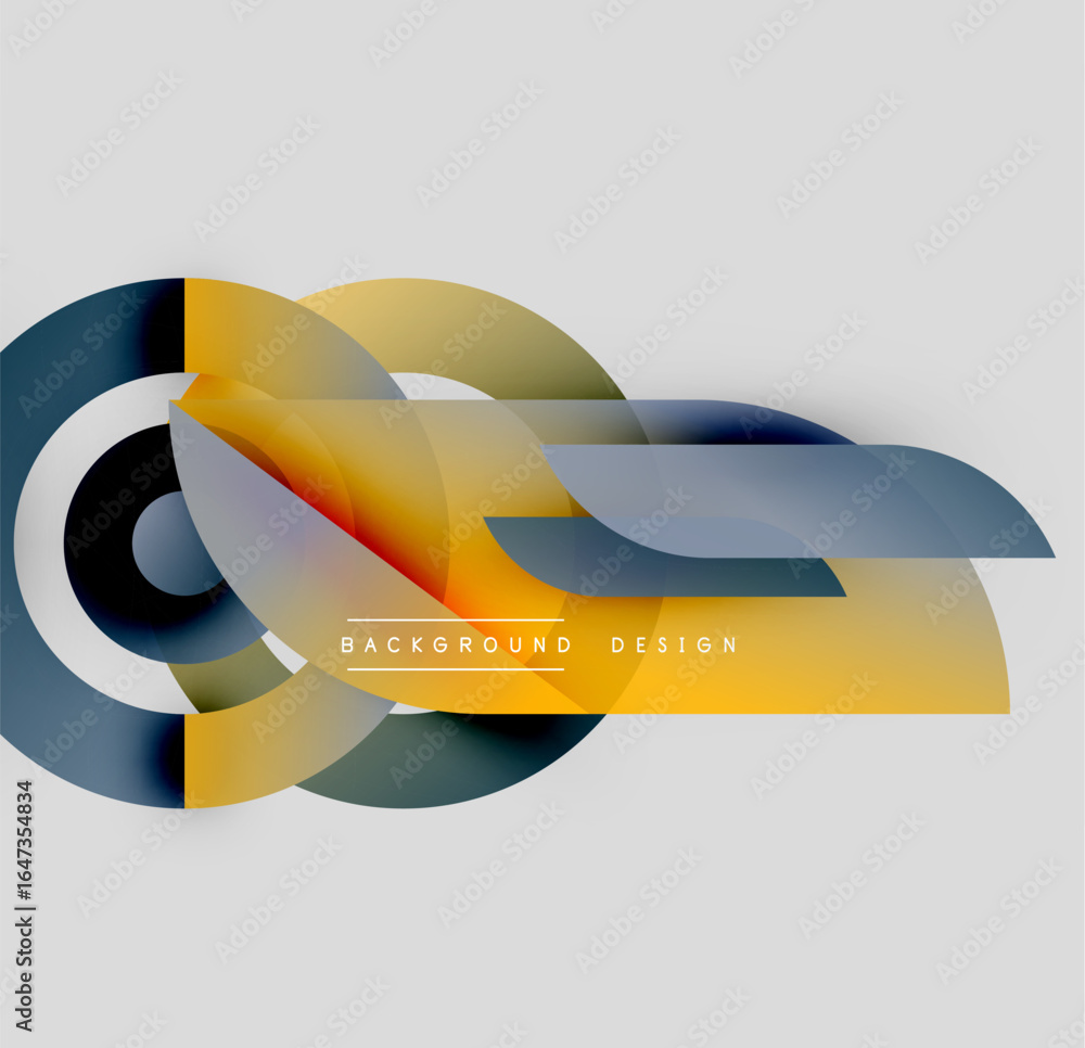 Aufkleber abstract shapes overlap, creating dynamic composition. yellow, gray, blue hues blend seamlessly. mod