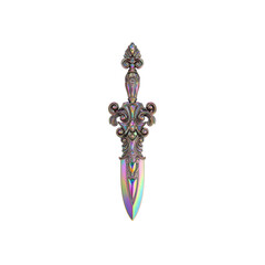 Fototapeta premium Ornate iridescent dagger, fantasy weapon, 3D render