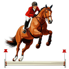 Jumping Show Jumper with Horse Over Fence