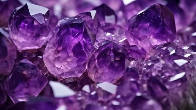 Close-up of a large amethyst geode with beautiful purple crystals