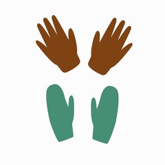 A collection of knitted warm winter clothes. Autumn and winter accessories. Vector illustration