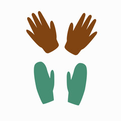 A collection of knitted warm winter clothes. Autumn and winter accessories. Vector illustration