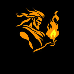  logo of the god prometheu holding flame illustration