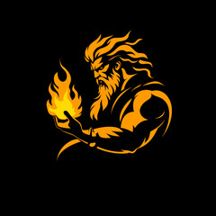  logo of the god prometheu holding flame illustration