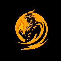  logo of the god prometheu holding flame illustration