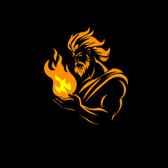  logo of the god prometheu holding flame illustration