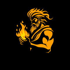  logo of the god prometheu holding flame illustration