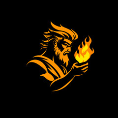  logo of the god prometheu holding flame illustration