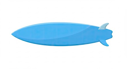 Fototapeta premium Light Blue Surfboard with Fins on White Background, Simple Graphic