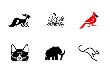 Set of Various Animal Icon Designs