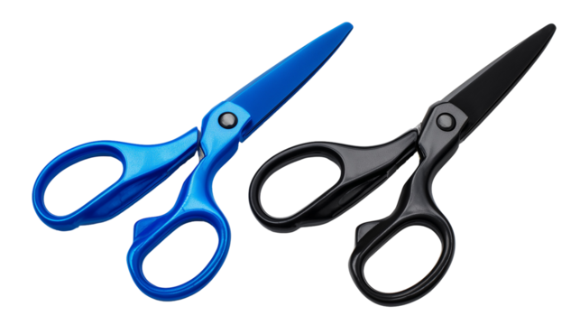 Pair of blue and black scissors