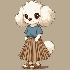 Cute cartoon dog character in trendy outfit