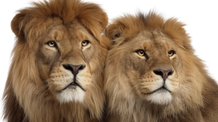 Pair of lions with golden fur