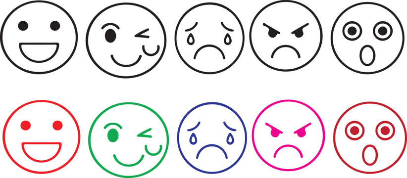 A collection of ten different emoticons showing various expressions  EMOGIES