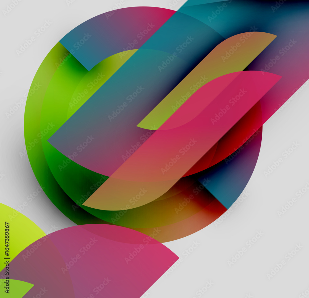 Aufkleber abstract composition. overlapping translucent shapes create vibrant color blends. dynamic, modern de