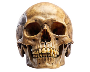 A human skull with sharp teeth in the style isolated - on a white background PNG. GENERATIVE AI