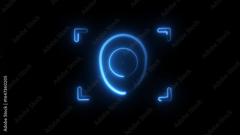 Poster face identification scanner icon. video motion graphic animation . icon inside circle, user informat