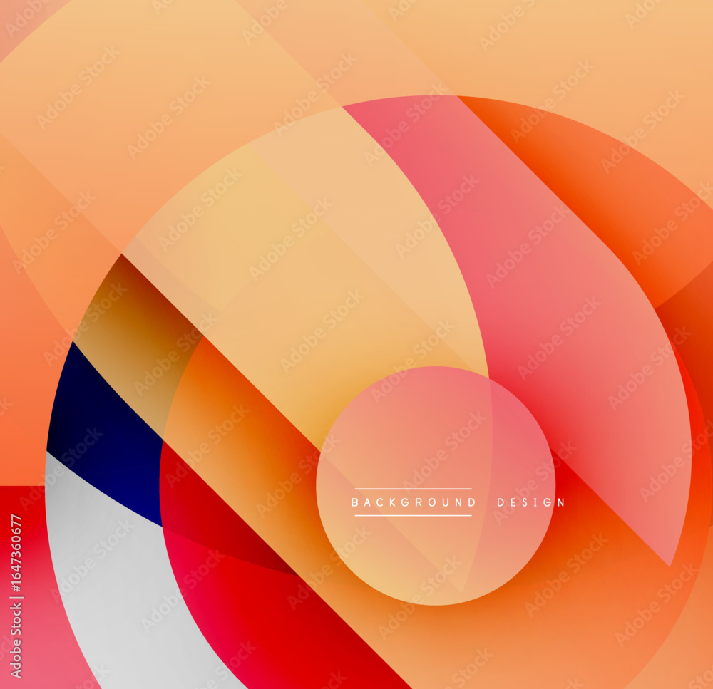 Poster abstract design features overlapping circles. warm color palette dominates, creating dynamic visual 