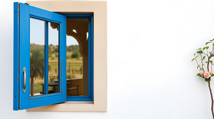 azul ventana en puerta de madera 9234f